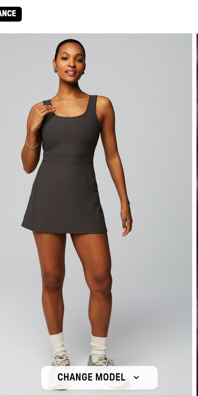 Fabletics Black Sleeveless Skater Dress With Shorts Size Med